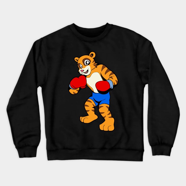 With boxing gloves in boxing ring - cartoon tiger boxer Crewneck Sweatshirt by Modern Medieval Design